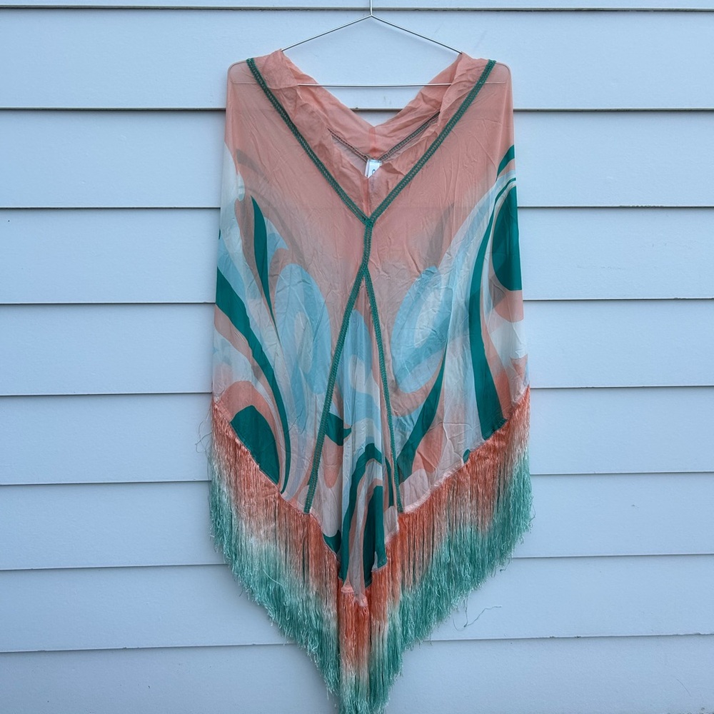 Chío Silk Fringe Poncho